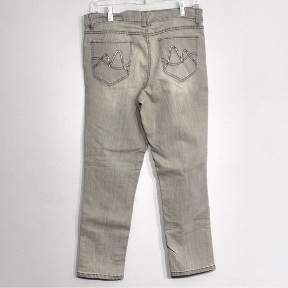 NY & Co | Women’s Grey Low Rise Ankle Skinny Embellished Denim Jeans 10 - Picture 3 of 14